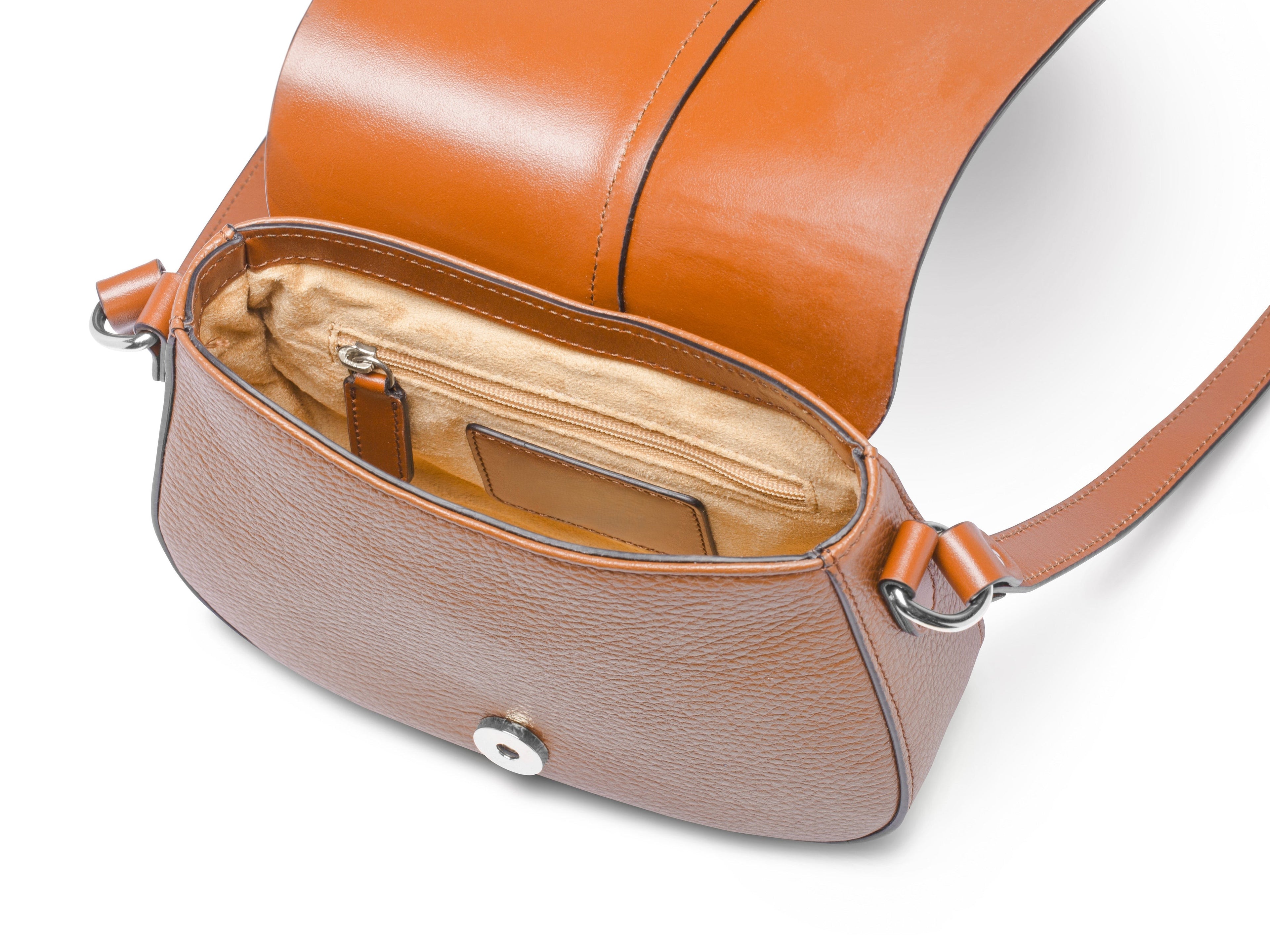 Pebble Grain Flap Magnetic Saddle Crossbody Bag