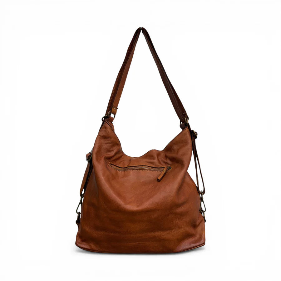 Reversible Woven Leather Convertible Shoulder Backpack Bag
