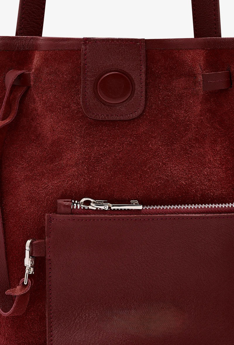 Knotted Drawstring Mini Leather Bucket Crossbody Bag